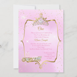 Invitación 1.ᵉʳ cumpleaños Cenicienta Pastel de Carriaje Rosa