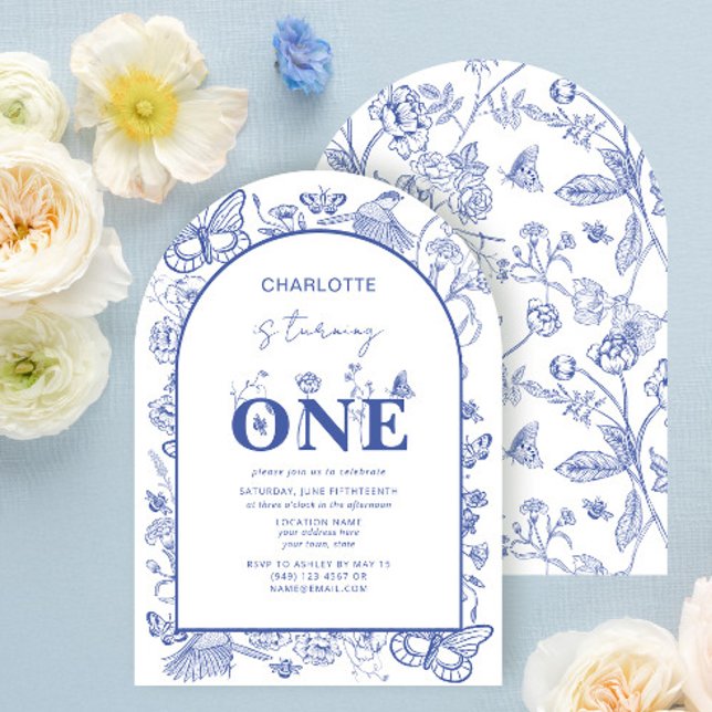 Invitación 1.ᵉʳ Cumpleaños Chinoiserie Blue se vuelve uno (Subido por el creador)