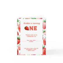 1.ᵉʳ cumpleaños con estampado de fresa