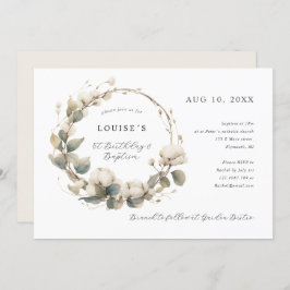 Invitación 1.ᵉʳ cumpleaños Correa de algodón y eucalipto