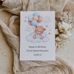 Invitación 1.ᵉʳ Cumpleaños Cute Teddy Bear