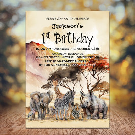 Invitación 1.ᵉʳ Cumpleaños de los Animales Safari