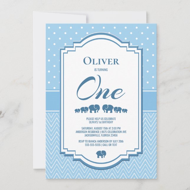 Invitación 1.ᵉʳ cumpleaños de los elefantes azules (Anverso)