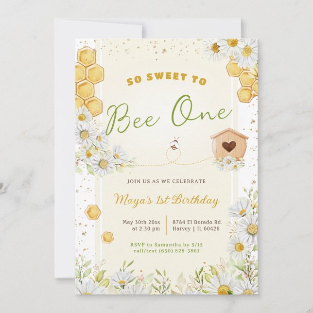 Invitación 1.ᵉʳ cumpleaños dulce para ser Fiesta de un Chica  (Anverso)