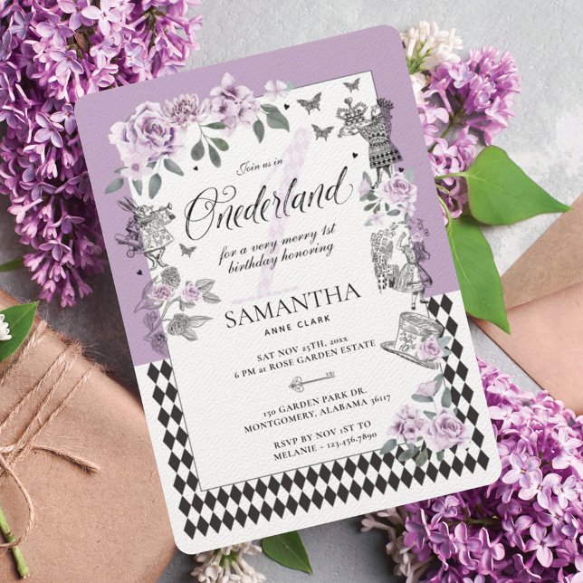 Invitación 1.ᵉʳ cumpleaños en la Moda de Onederland Floral Fa (1st Birthday in Onederland Chic Floral Fairytale Invitation Cover Image
)