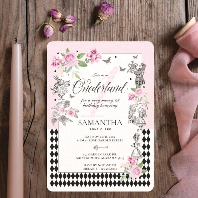 Invitación 1.ᵉʳ cumpleaños en la Moda de Onederland Floral Fa (Subido por el creador)