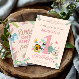 Invitación 1.ᵉʳ cumpleaños, Fiesta de Safari de la Selva