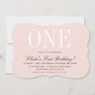 Invitación 1.ᵉʳ CUMPLEAÑOS FIESTA elegante chica rosa ÚNICO