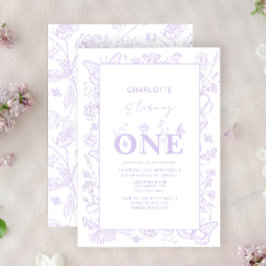 Invitación 1.ᵉʳ Cumpleaños Flores Florales De Lílago Se Está 