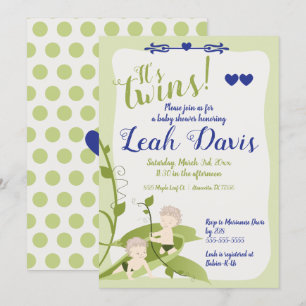 Invitación 1.ᵉʳ cumpleaños, gemelos Baby Shower Sweet Peas Bo