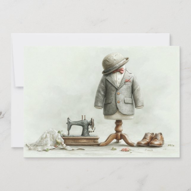 Invitación 1.ᵉʳ cumpleaños Haute Couture Baby Boy y Atelier (Anverso)