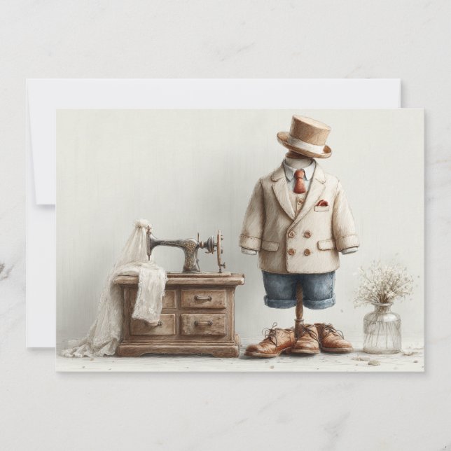 Invitación 1.ᵉʳ cumpleaños Haute Couture Baby Boy y Atelier (Anverso)