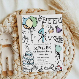 Invitación 1.ᵉʳ Cumpleaños Invitado, Cumpleaños Recogido A Ma