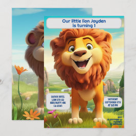 Invitación 1.ᵉʳ cumpleaños León nombre personalizado niños de