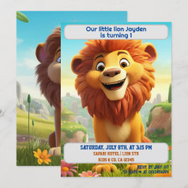 Invitación 1.ᵉʳ cumpleaños León nombre personalizado niños de