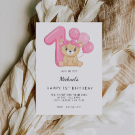 Invitación 1.ᵉʳ cumpleaños, Oso Teddy