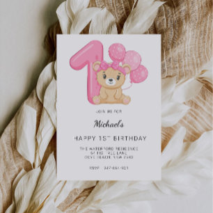 Invitación 1.ᵉʳ cumpleaños, Oso Teddy