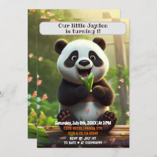 Invitación 1.ᵉʳ Cumpleaños Panda Niños Personalizados Nombre