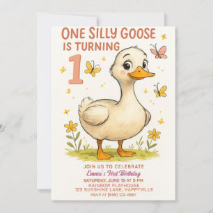 Invitación 1.ᵉʳ cumpleaños, una gallina loca para la niña