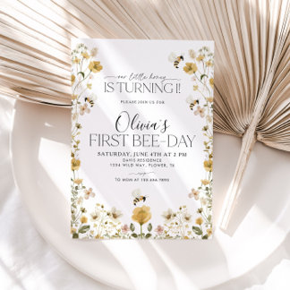 Invitación 1.ᵉʳ Día de la Abeja Chicas de Abejas Cumpleaños F