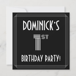 Invitación 1.ᵉʳ Fiesta de cumpleaños: Art Deco Style con nomb
