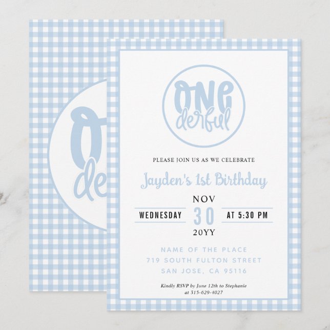 Invitación 1.ᵉʳ Fiesta de cumpleaños Cute maravilloso Pastel  (Anverso / Reverso)
