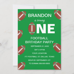 Invitación 1.ᵉʳ Fiesta de cumpleaños Futbol Green Boys Sports