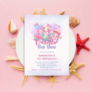 Invitación 1.ᵉʳ Fiesta de cumpleaños   ONEder the Sea Mermaid