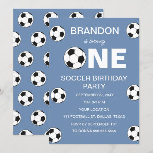Invitación 1.ᵉʳ Fiesta de cumpleaños Soccer Blue Boys Sports