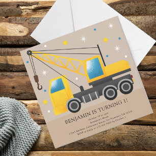 Invitación 1.ᵉʳ Fiesta de cumpleaños tema de construcción de 