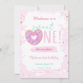 Invitación 1.ᵉʳ Fiesta de Donut de cumpleaños