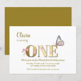 Invitación 1.ᵉʳ Fiesta de la mariposa de cumpleaños