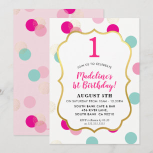 Invitación 1.ᵉʳ FIESTA INVITA a un lugar moderno de confeti