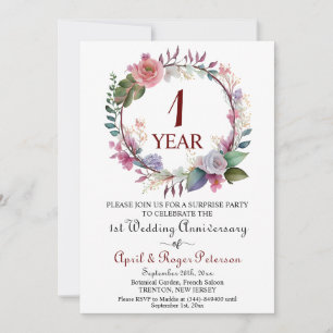 Invitación 1.ᵉʳ floral de aniversario de Boda sorpresa de pap