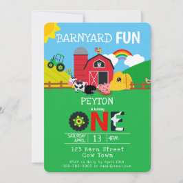 Invitación 1.ᵉʳ Nacimiento Granja Animales Barnyard Divertido