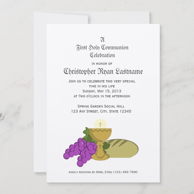 Invitación 1.ᵉʳ pan de vida de comunión (Anverso)