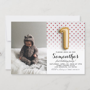 Invitación 1.ᵉʳ retrato Purpurina de cumpleaños
