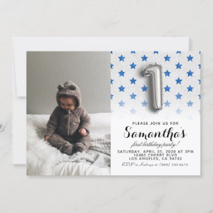 Invitación 1.ᵉʳ retrato Purpurina de cumpleaños