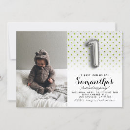 Invitación 1.ᵉʳ retrato Purpurina de cumpleaños