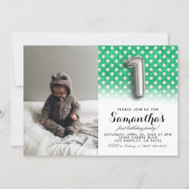 Invitación 1.ᵉʳ retrato Purpurina de cumpleaños