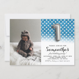 Invitación 1.ᵉʳ retrato Purpurina de cumpleaños