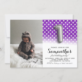 Invitación 1.ᵉʳ retrato Purpurina de cumpleaños