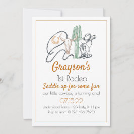 Invitación 1.ᵉʳ Rodeo, primer cumpleaños de Rodeo, cumpleaños