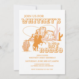 Invitación 1.ᵉʳ Rodeo, primer cumpleaños de Rodeo, cumpleaños