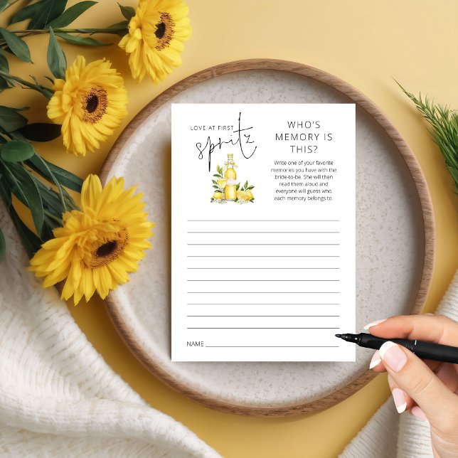 Invitación 1.ᵉʳ Spritz juego de ducha de novias en memoria (Subido por el creador)