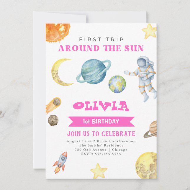 Invitación 1.ᵉʳ Viaje al espacio ultraterrestre Chicas del pr (Anverso)