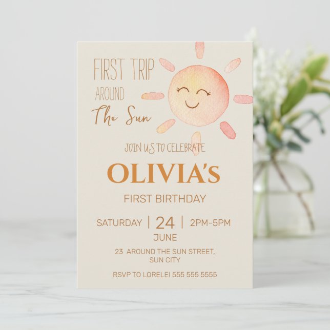 Invitación 1.ᵉʳ Viaje Alrededor Del Primer Cumpleaños Del Chi (Anverso de pie)