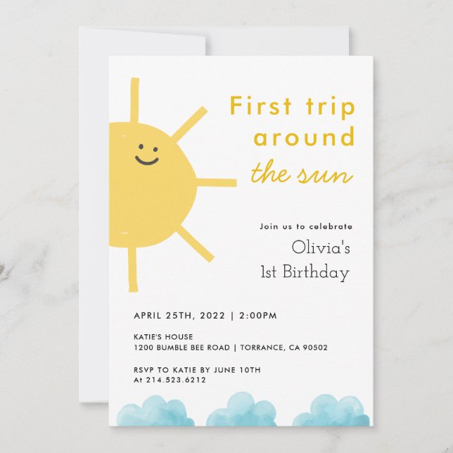 Invitación 1.ᵉʳ Viaje Alrededor Del Primer Cumpleaños Del Sol (Anverso)