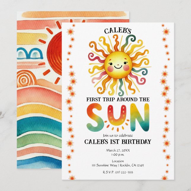 Invitación 1.ᵉʳ viaje por la fiesta de cumpleaños Sun Waterco (Anverso / Reverso)