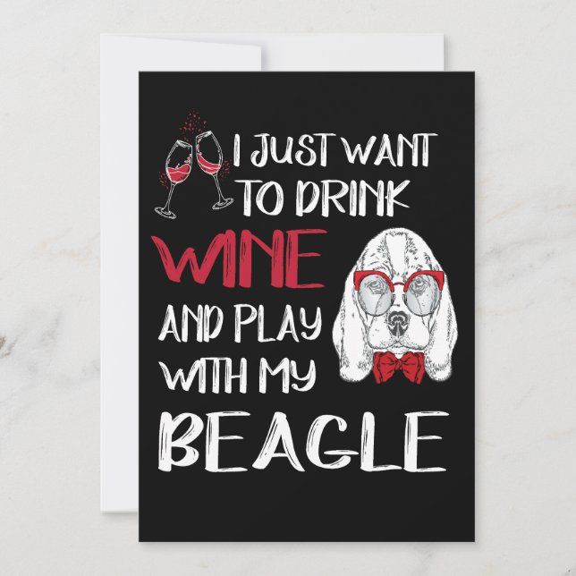 Invitación 1 Bebida Vino Y Juego Con Mi Beagle (Anverso)